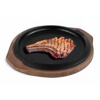 PIATTO GHISA CM.26 C-VASSOIO LEGNO  art. 480mb