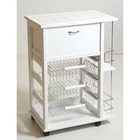 CARRELLO LEGNO C-CAS.-PORTAP+BOTT.BIANCO