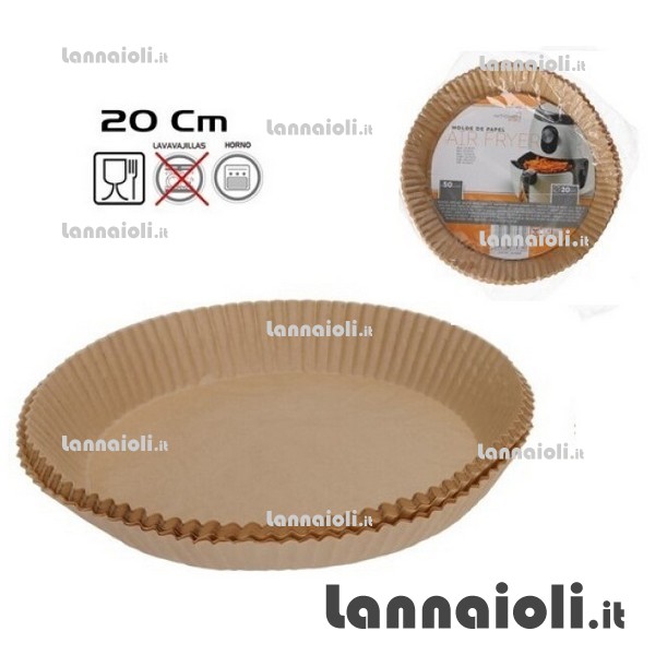 CONTENITORI TONDI CARTA FORNO PER FRIGGITRICE ARIA PZ.50 CM.20 bbs