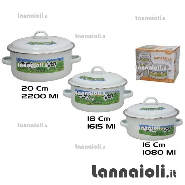 TRIS CASSERUOLE SMALTO C-C 16-18-20 