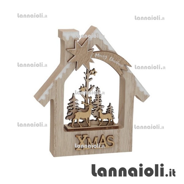 CASETTA LEGNO PAESAGGIO NATALE CM.14 evviva CASETTA LEGNO PAESAGGIO NATALE CM.14 evviva