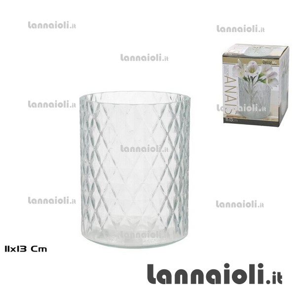 VASO VETRO INTAGLIATO CM.11 H14 VASO VETRO INTAGLIATO CM.11 H14