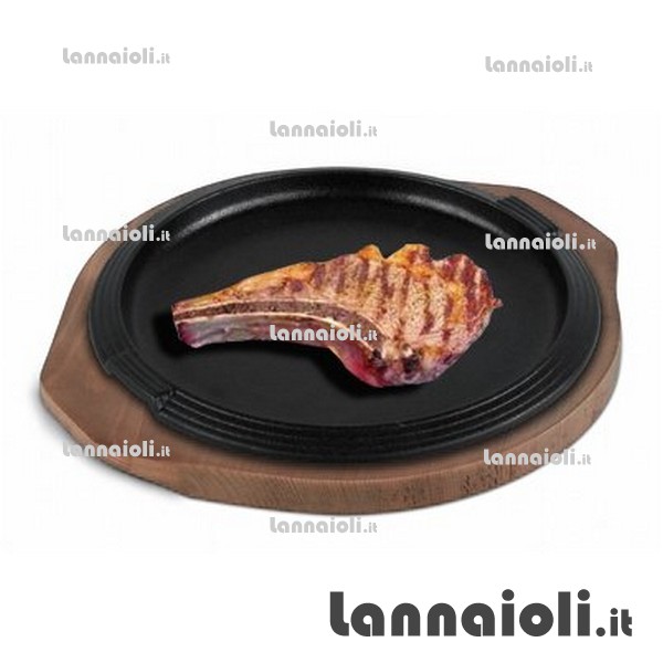 PIATTO GHISA CM.26 C-VASSOIO LEGNO  art. 480mb ilsa