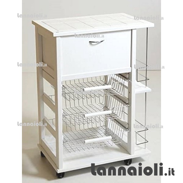 CARRELLO LEGNO C-CAS.-PORTAP+BOTT.BIANCO CARRELLO LEGNO C-CAS.-PORTAP+BOTT.BIANCO